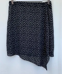 Primark Black White Polka Dot Skirt Size 14 W34 L18 Polyester - Picture 1 of 9