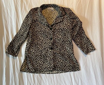 Dress Barn女式纽扣豹纹长袖衬衫无标签 — 第 1/4 张图片