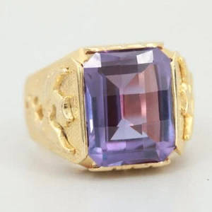 10K Yellow Gold Synthetic Corundum Ring...size 10.25...heavy...nice - Picture 1 of 7
