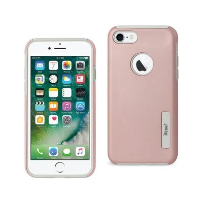 Funda protectora delgada de doble capa para iPhone 7 y 8 Plus de alta resistencia dorada rosa Foto 1 de 4