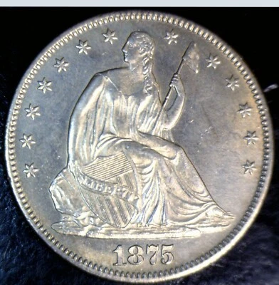 1875 BU+ / CH BU Seated Half Dollar Silver Coin NICE LUSTER Early Date Lot #5 NR - Image 1 of 4