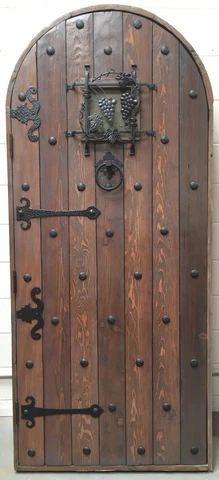 Rustic reclaimed solid lumber Doug Fir DOOR arched winery castle story book iron Cover