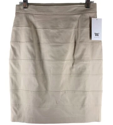 NWT Worth Almond Butter Beige Stretch Cotton Pencil Skirt Size 6 - Image 1 of 4