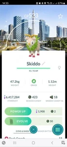 Shiny Skiddo ( Incheon Background ) Pokemon Trade Go - Picture 1 of 2