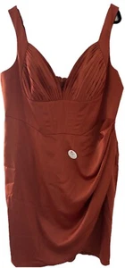 Chi Chi London Copper Sweetheart Neck Wrap Dress . New With Tags . Size 20 - Picture 1 of 9