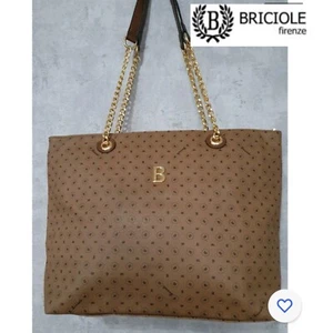 Briciole Damen Tasche XL Handtasche Kette gold Tasche Shopper braun Damentasche - Picture 1 of 9