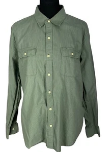 Fossil Mens Long Sleeve Green Striped Button-Up Shirt Size L - Picture 1 of 9
