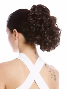 Haarteil Zopf Pferdeschwanz Steckkämme kurz voluminös lockig Locken Braun - Bild 1 von 3