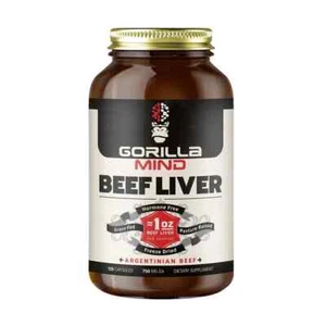 Gorilla Mind 750mg Argentina Pasture Raised Grass-Fed Beef Liver 120 Capsules - Picture 1 of 5