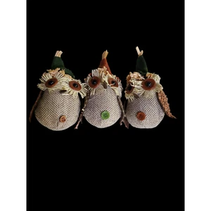 Herbst Ernte Herbstdeko 3-teiliges Set Stofftiere Eulen - Bild 1 von 6