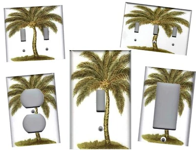 PRATOS E TOMADAS DE INTERRUPTOR DE LUZ PARA DECORAÇÃO DE PAREDE TROPICAL PALMEIRA EM CASA BRANCA - Imagem 1 de 4