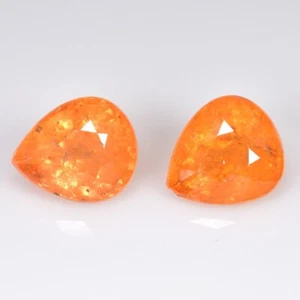 2.45 Ct _ FANTA ORANGE NATURAL SPESSARTINE GARNET PEAR CUT 2Pc's LOOSE GEMSTONES - Picture 1 of 11