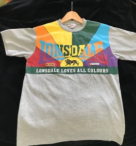 T Shirt Lonsdale Loves All Colours Light Grey Size S - Picture 1 of 9