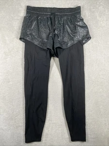 Athleta Rainier 2 in 1 Tights Size Medium Black Running Shorts Performanc - Picture 1 of 11