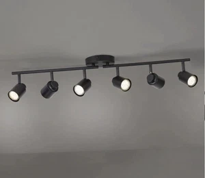 LED Deckenleuchte Flur Deckenlampe Balkenspot 6x dreh-/schwenkbare Spots Schwarz - Bild 1 von 7