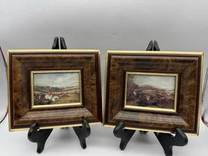 2 FC Turner The Noble Tips 19th C Irish Fox Hunt Miniature Framed Art Prints - Picture 1 of 7