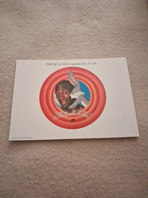 Tarjeta póster vintage Nike "Thats All Folks" Michael Jordan, Bugs Bunny Foto 1 de 4