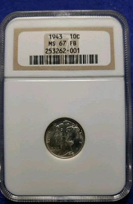 1943 Mercury Dime NGC MS 67FB ~ L👀K SHIPS FREE - Image 1 of 2