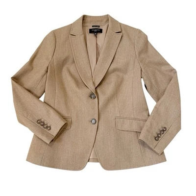 Talbots Blazer Camel Italian Flannel Wool Blend Classic Old Money Preppy Size 8P - Image 1 of 4
