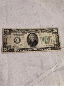 1934 Series $20 Dollar U.S. Federal Reserve Bank Note - Picture 1 of 8