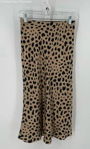 Réalisation Black Beige Silk Animal Print Regular Fit Maxi Womens Skirt Size S - Picture 1 of 5