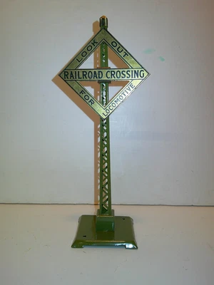 Lionel Standard Gauge Prewar 68 Warning Sign, Olive Green, Restored - Image 1 of 2