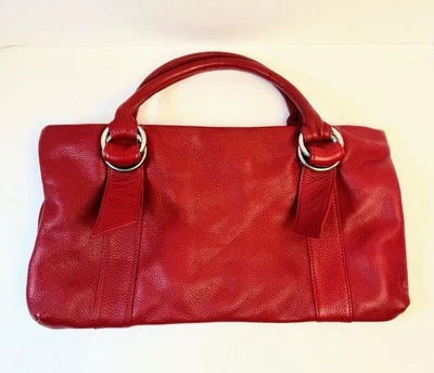 BOLSO DE MANO HOBO DE HOMBRO ESTUDIO DISEÑO EXPRESS CUERO GRANULADO ROJO CREMALLERA 17x9 PLATEADO Foto 1 de 4