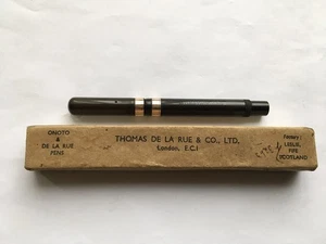 C1920s ONOTO DE LA RUE&Co LTD LONDON 9ct GOLD BANDED PUMP FILLER FOUNTAIN PEN - Picture 1 of 10