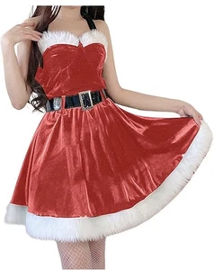 Forever 21 Weihnachten Pullover Kleid Frau Claus/Weihnachtsmann Kunstfellbesatz Gr. L rot weiß - Bild 1 von 3