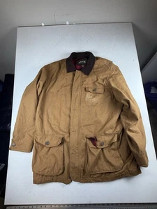 Orvis Chore Barn Coat Mens L Brown Canvas Corduroy Collar Flannel Lined Work - Picture 1 of 7