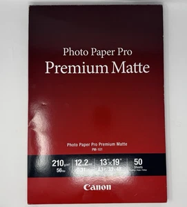 Matowy papier fotograficzny Canon Pro Premium 13" x 19" A3+ 50 arkuszy - nowy/wygięty narożnik - Zdjęcie 1 z 8