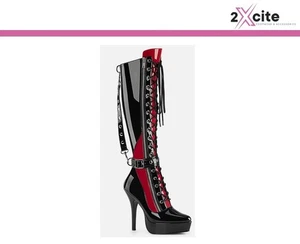 BOTAS HASTA LA RODILLA PLATAFORMA TACÓN ALTO COMPLACER DEVIOUS INDULGE 2028 TALLAS 3-13 - Imagen 1 de 2