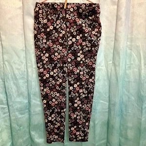 Faded Glory Womens Jeggings Purple Floral Stretch Pull On MidRise Xl 16/18- H356 - Picture 1 of 7