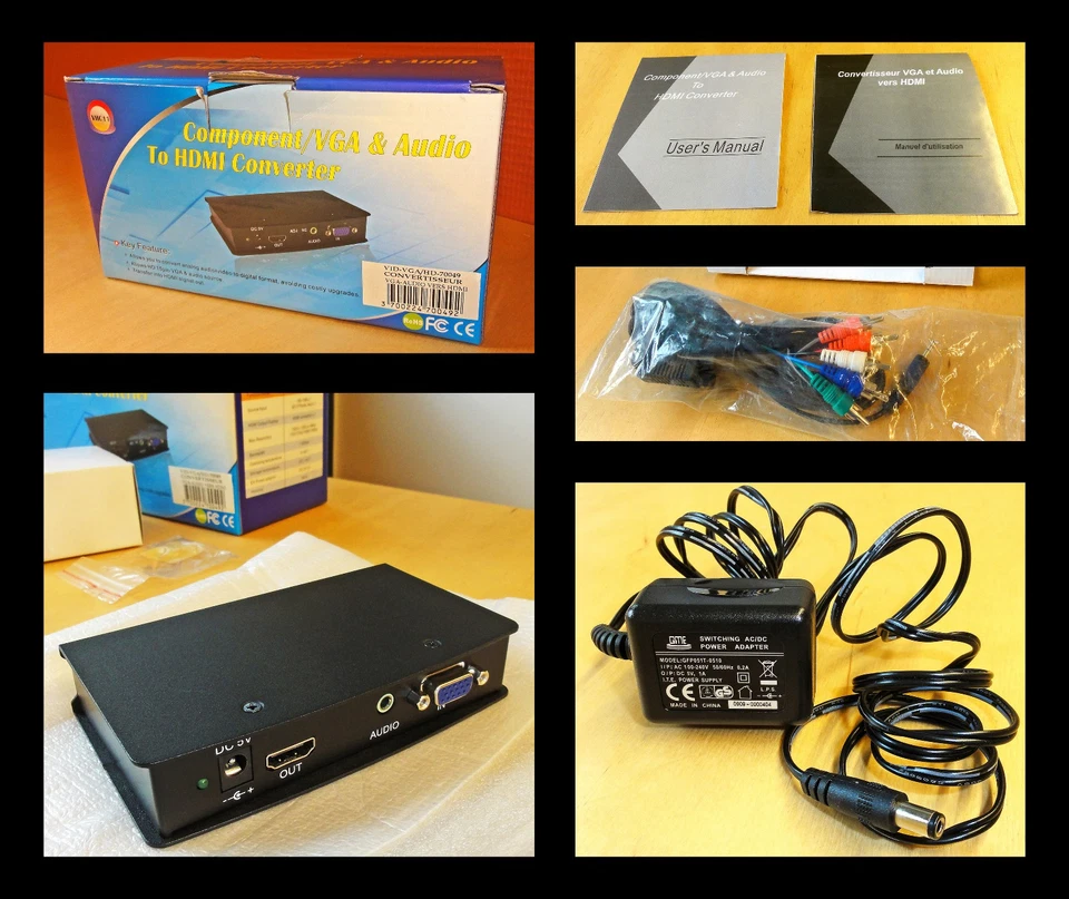 ATZ VHC11 Component/VGA+Audio to HDMI Converter + AC Adapter & Cables / Open Box - Bild 1 von 4