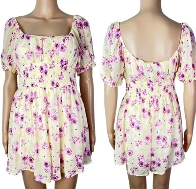 Princess Polly Lightweight Boho Yellow Floral Print Spring Summer Romper Size 6 - Image 1 of 4