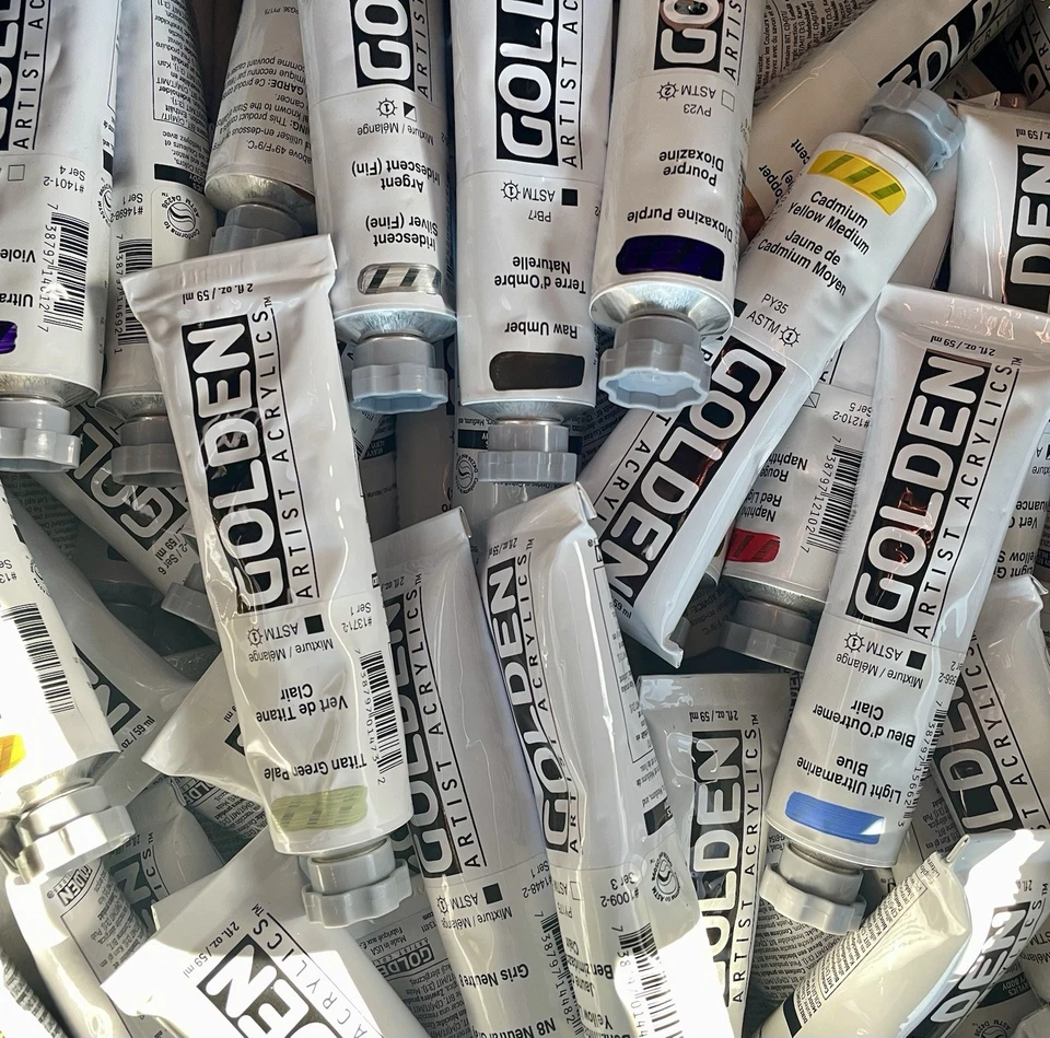 Pincel de arte Golden Artist acrílico 2 oz tubos de tinta cores mistas 59 ml NOVO atacado - Imagem 1 de 1