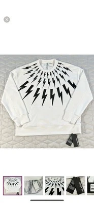 NEIL BARRETT SS21 FAIR ISLE THUNDERBOLT CREWNECK SWEATSHIRT - Image 1 of 4