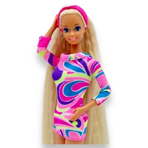 Totally Hair Barbie Doll 1990s Blonde Outfit Dress Heels Superstar #1112 Mattel - Picture 1 of 16