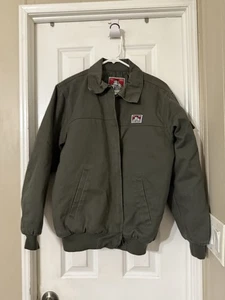 Ben Davis Green Men's Quilted Lined Work Bomber Jacket Men’s Size Small Mechanic - Picture 1 of 5