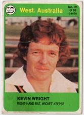 1978 CRICKET AUSTRALIA SCANLENS CARD - 21 Kevin WRIGHT (WESTERN AUSTRALIA)