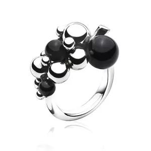 Anillo de Plata Georg Jensen # 551 A - UVAS LUZ DE LUNA con Ágata Negra - Imagen 1 de 1