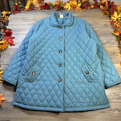 Abrigo Acolchado Blair Talla XL Plus Forrado Chaqueta Más Gruesa Bolsillos Mujer’s Azul Teal Foto 1 de 4