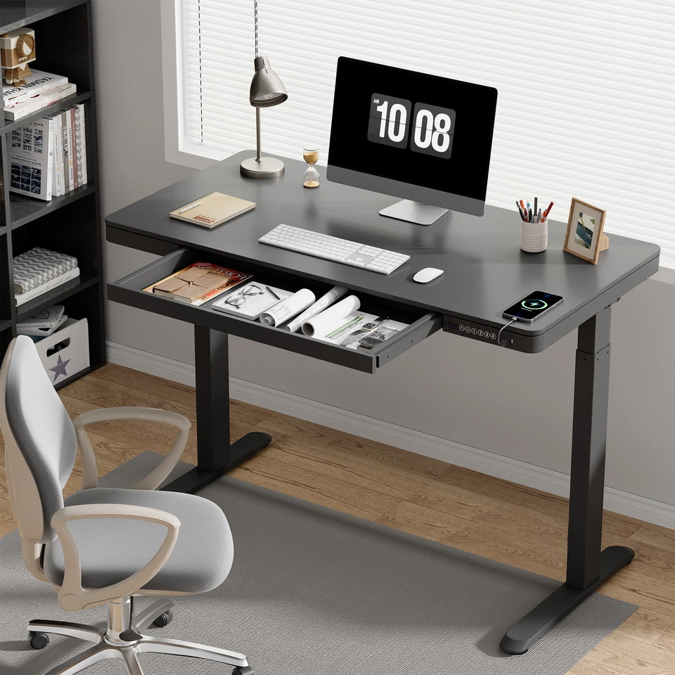 FLEXISPOT Hogar Oficina Altura Ajustable Escritorio de Pie Computadora Escritorio con Cajón Foto 1 de 4