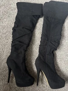 Ladies Over The Knee Long Tall Womens Riding Thigh High Zip Boots Sizes UK 3-8 - Picture 1 of 5