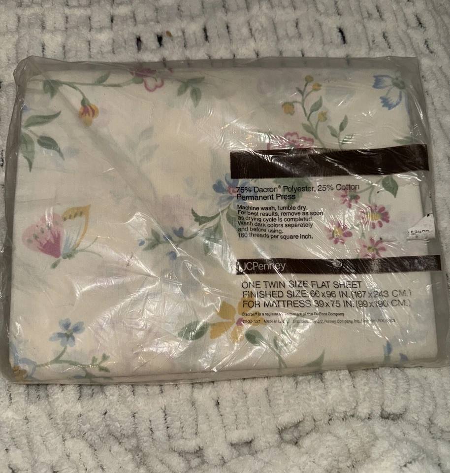 De colección JC Penney Dacron Floral Doble Plano Flores Tempranas Primavera Nuevo stock antiguo Foto 1 de 4