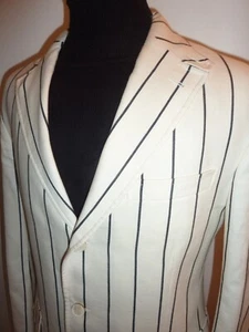 Faconnable Stripe Boating Blazer 42 Ivory Black Rowing Regatta Jacket Sport Coat - Picture 1 of 14