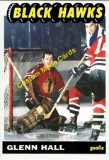 Custom made OPC style 1965-66 Chicago Black Hawks Glenn Hall Hockey card red