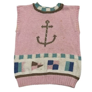 Berek Vintage Anchor Boat Yacht Beach Pullover Sweater Vest Small 1980's Cotton - Picture 1 of 8