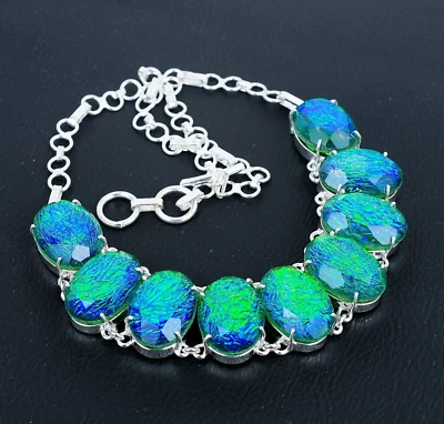 Australiano Tripletta Opale Gemma a Mano 925 Argento Sterling Collana Per Regali - Immagine 1 di 4