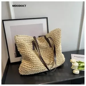 Luxury Design Straw Woven Women’s Tote Bags Summer Casual Large Capacity Handbag - Picture 1 of 6